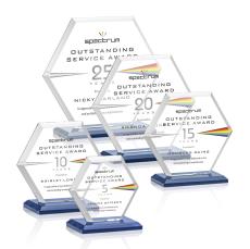 Barnett Full Color Blue Polygon Crystal Award - Full Color Imprint