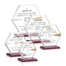 Barnett Full Color Red Polygon Crystal Award - Full Color Imprint