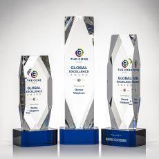 Delta Full Color Blue on Base Towers Crystal Award - Crystal Awards