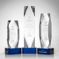 Delta Blue on Base Towers Crystal Award - Awards and Trophies