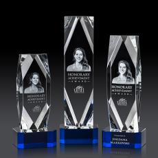 Delta 3D Blue on Base Towers Crystal Award - Crystal Awards
