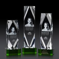 Delta 3D Green on Base Towers Crystal Award - Awards and Trophies
