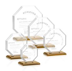 Leyland Amber Polygon Crystal Award - Awards and Trophies