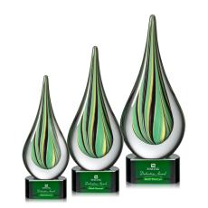 Aquilon Green Base Tear Drop Glass Award - Awards and Trophies