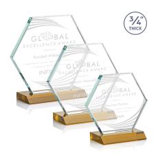 Pickering Amber Polygon Crystal Award - Awards and Trophies