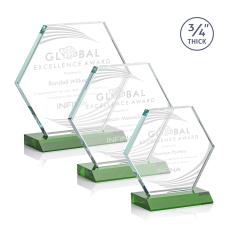Pickering Green Polygon Crystal Award - Awards and Trophies