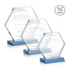 Pickering Sky Blue Polygon Crystal Award - Awards and Trophies