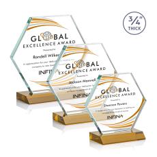 Pickering Full Color Amber Polygon Crystal Award - Awards and Trophies