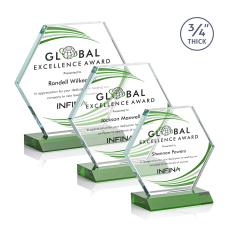 Pickering Full Color Green Polygon Crystal Award - Awards and Trophies