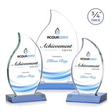 Croydon Full Color Sky Blue Flame Crystal Award - Awards and Trophies