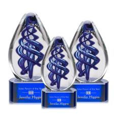 Expedia Blue on Paragon Base Tear Drop Glass Award - Awards and Trophies