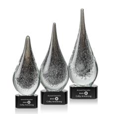 Equinox Black on Paragon Base Tear Drop Glass Award - Art Glass Awards