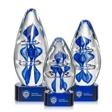 Eminence Blue on Paragon Base Tear Drop Glass Award - Awards and Trophies
