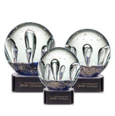 Serendipity Black on Paragon Base Globe Glass Award - Crystal Awards