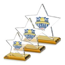 Sudbury Full Color Amber Star Crystal Award - Awards and Trophies