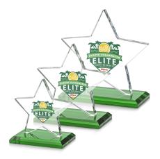 Sudbury Full Color Green Star Crystal Award - Awards and Trophies
