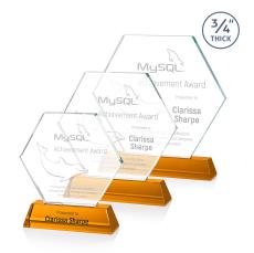 Ralston Amber Polygon Crystal Award - Awards and Trophies
