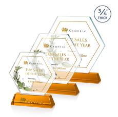 Ralston Full Color Amber Polygon Crystal Award - Awards and Trophies