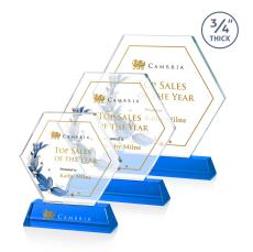 Ralston Full Color Sky Blue Polygon Crystal Award - Crystal Awards