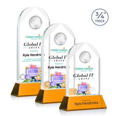 Blake Full Color Amber on Newhaven Globe Crystal Award - Awards and Trophies