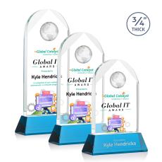 Blake Full Color Sky Blue on Newhaven Globe Crystal Award - Crystal Awards
