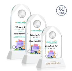 Blake Full Color White on Newhaven Globe Crystal Award - Full Color Imprint