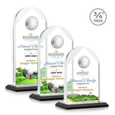 Blake Golf Full Color Black Globe Crystal Award - Golf Awards