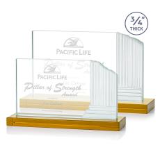 Colliseum Amber Rectangle Crystal Award - Awards and Trophies