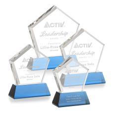 Genosee Sky Blue on Base Polygon Crystal Award - Awards and Gifts