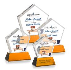 Genosee Full Color Amber on Base Polygon Crystal Award - Full Color Imprint