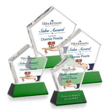 Genosee Full Color Green on Base Polygon Crystal Award - Full Color Imprint