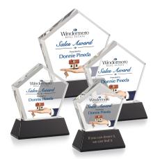 Genosee Full Color Black on Base Polygon Crystal Award - Full Color Imprint