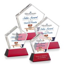 Genosee Full Color Red on Base Polygon Crystal Award - Full Color Imprint