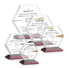 Barnett Full Color Rosewood Polygon Crystal Award - Full Color Imprint