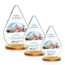 Glenhazel Full Color Amber Tear Drop Crystal Award - Awards and Trophies