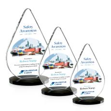 Glenhazel Full Color Black Tear Drop Crystal Award - Full Color Imprint