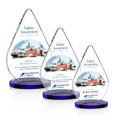 Glenhazel Full Color Blue Tear Drop Crystal Award - Full Color Imprint