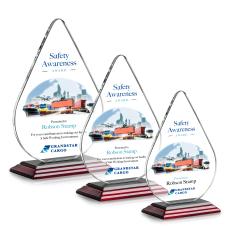 Glenhazel Full Color Rosewood Tear Drop Crystal Award - Full Color Imprint