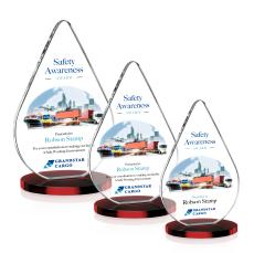 Glenhazel Full Color Red Tear Drop Crystal Award - Full Color Imprint