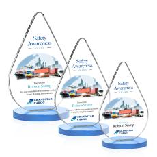 Glenhazel Full Color Sky Blue Tear Drop Crystal Award - Full Color Imprint