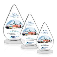 Glenhazel Full Color White Tear Drop Crystal Award - Full Color Imprint