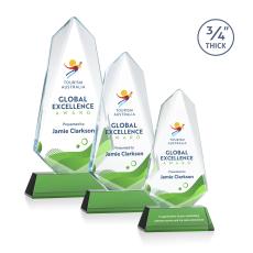 Sheridan Full Color Green on Newhaven Unique Crystal Award - Full Color Imprint