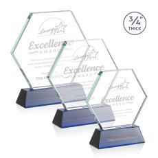 Pickering Blue on Newhaven Polygon Crystal Award - Awards and Trophies