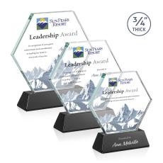 Pickering on Newhaven Full Color Black Polygon Crystal Award - Full Color Imprint