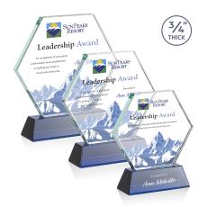 Pickering on Newhaven Full Color Blue Polygon Crystal Award - Full Color Imprint