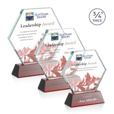 Pickering on Newhaven Full Color Red Polygon Crystal Award - Full Color Imprint