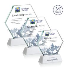 Pickering on Newhaven Full Color White Polygon Crystal Award - Full Color Imprint