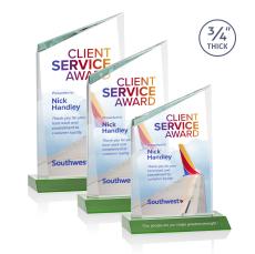 Scarsdale Full Color Green Peaks Crystal Award - Full Color Imprint