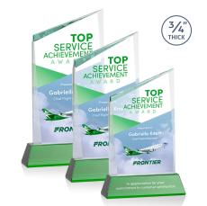 Scarsdale Full Color Green on Newhaven Peaks Crystal Award - Full Color Imprint