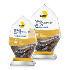 Nebraska Full Color Amber Polygon Crystal Award - Awards and Trophies